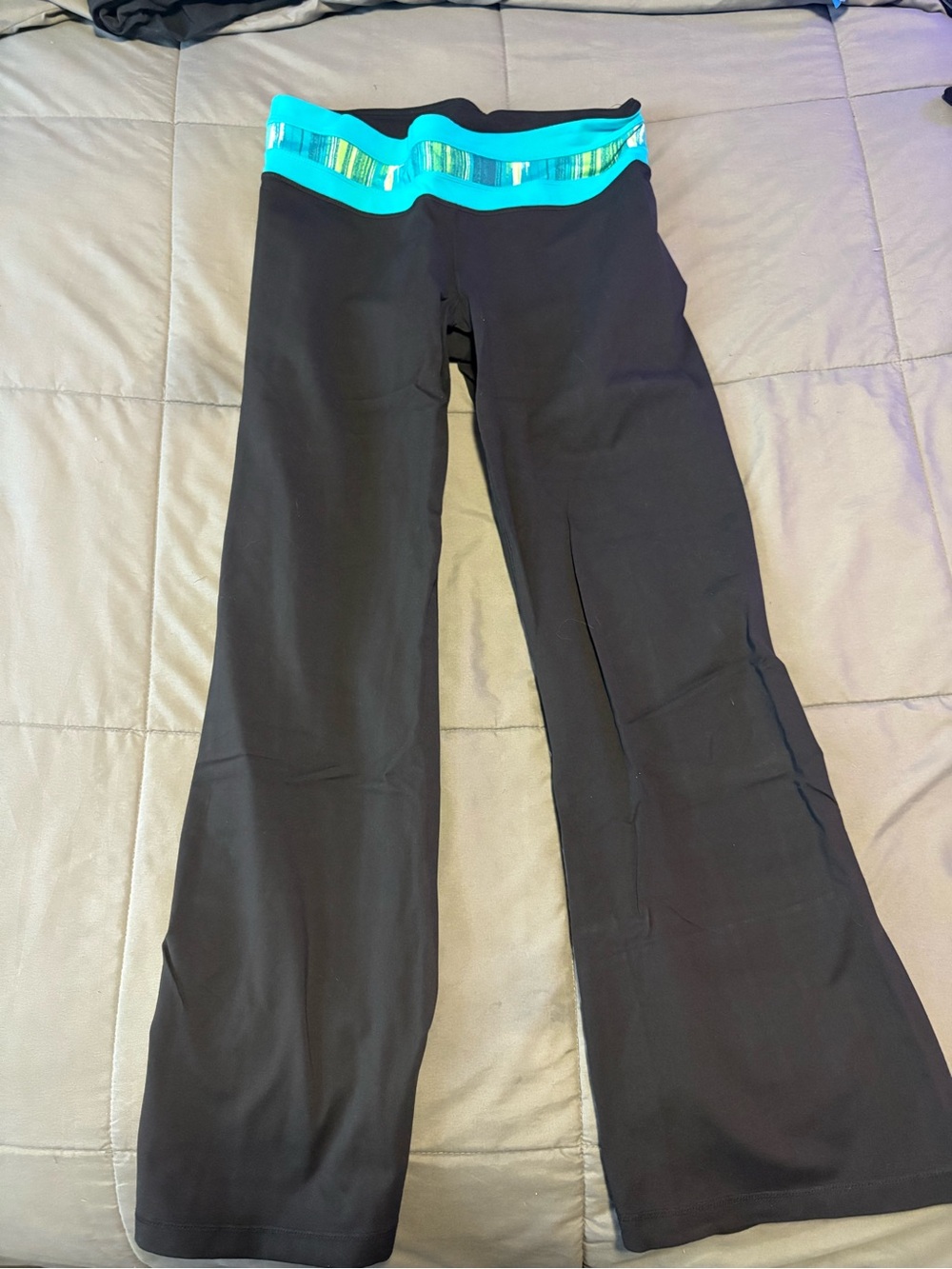 & Other Stories Black Leggings with Turquoise Waistband